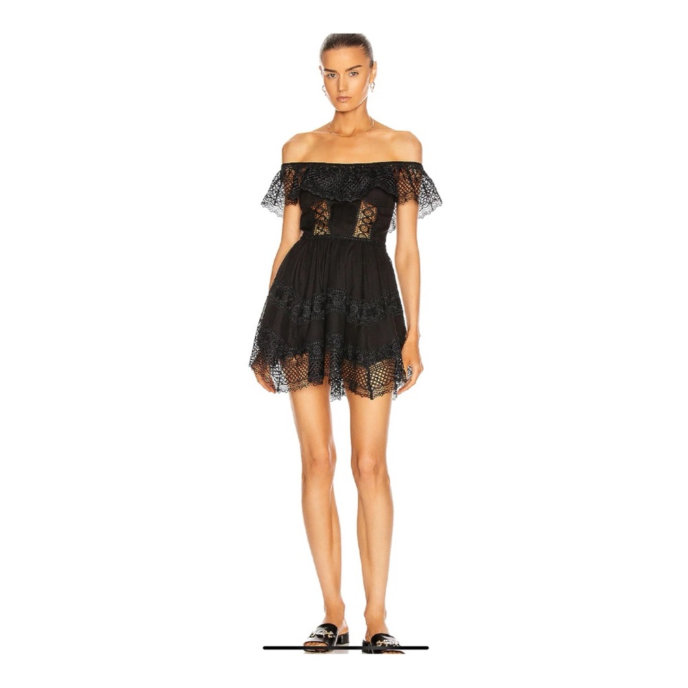 Charo Ruiz black lace off the shoulder dress. Size M. Best summer vacay dress!
